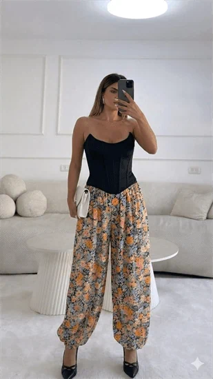 מכנס בלון פרחוני