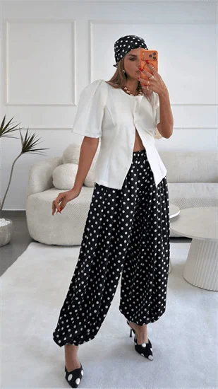 מכנס בלון נקודות שחור